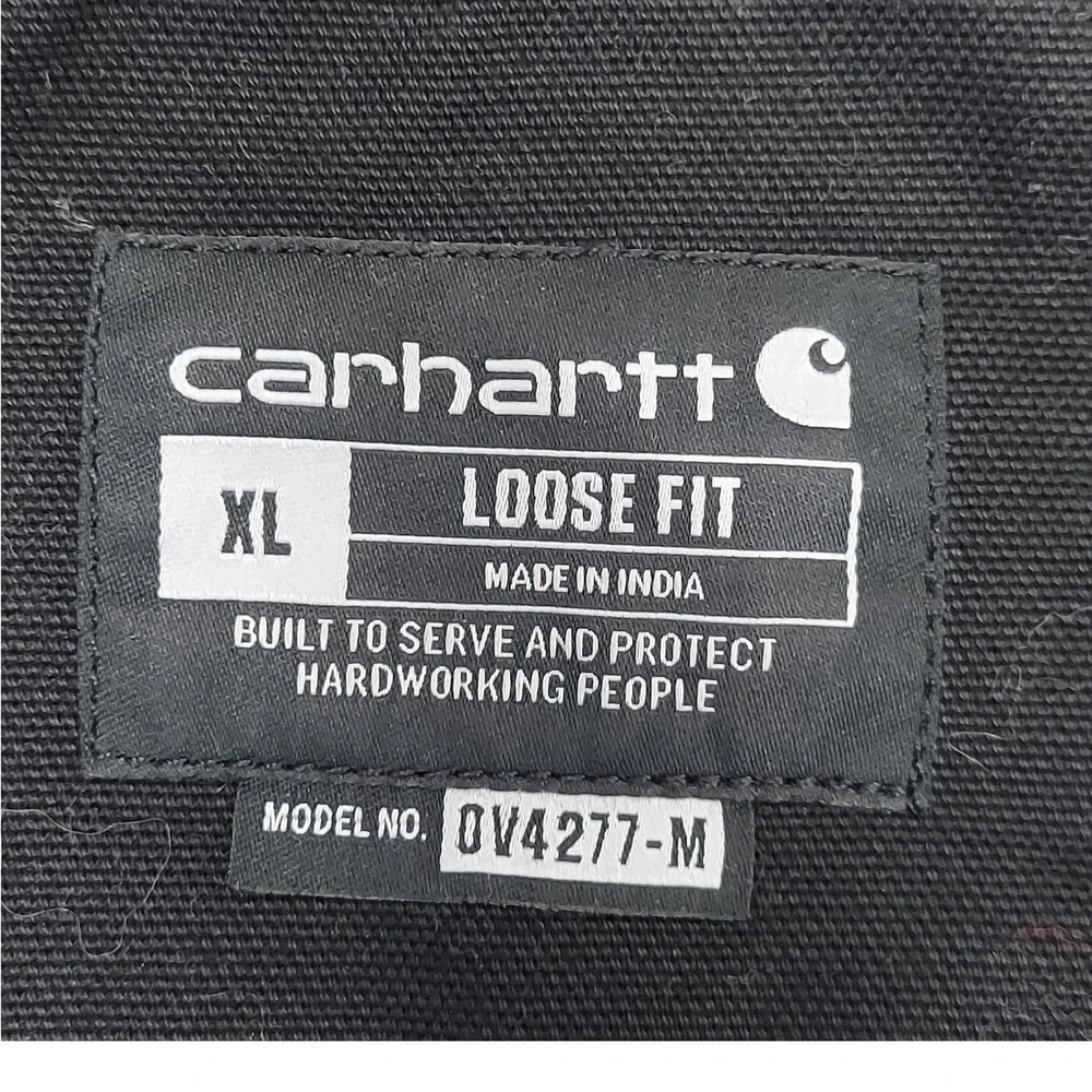 Carhartt Mens XL Loose Fit Sherpa Lined Mock Neck Vest Black Cotton OV4277-M